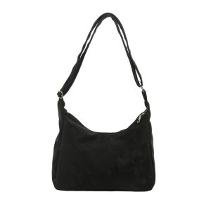 Handbags | Slouchy Buckle Italian Suede Bag Charcoal –  Womens Accessories Charcoal