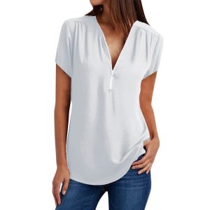 Tops | Modal Jersey Button Neck Tee Bright White –  Womens Clothing Bright White